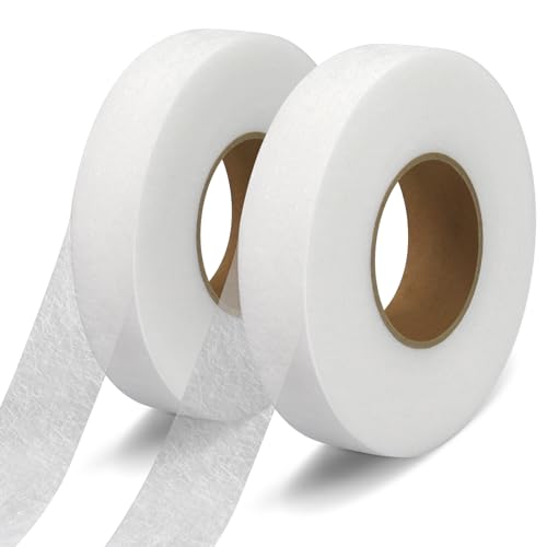 Suofuolef 128m Saumband, 2 Spule 2 cm Klebeband zum Aufbügeln zum Aufbügeln Waschfest Nahtband zum Spleißen von Stoffen, Hosen,Vorhänge,Kleidung von Suofuolef