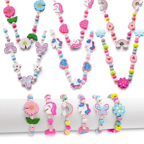 Suofuolef 6 Sets Holz Armbänder und Ketten für Mädchen, Bunte Einhorn Blumen Freundschaftsarmband, Mitgebsel Kindergeburtstag Gastgeschenke Geflochten Armband Schmuck für Mädchen Teenager Frauen Suofuolef 6 Sets Holz Armbänder und Ketten für Mädchen, Bunte Einhorn Blumen Freundschaftsarmband, Mitgebsel Kindergeburtstag Gastgeschenke Geflochten Armband Schmuck für Mädchen Teenager Frauen von Suofuolef