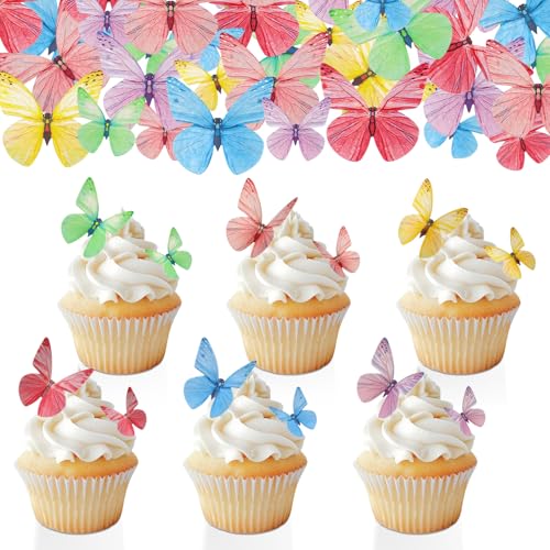 Suofuolef 72 Stück Schmetterlinge Tortendeko Essbar, Bunt 3D Kuchen Deko, Essbare Cupcake Deko für Hochzeit, Geburtstag, Jubiläum Suofuolef 72 Stück Schmetterlinge Tortendeko Essbar, Bunt 3D Kuchen Deko, Essbare Cupcake Deko für Hochzeit, Geburtstag, Jubiläum von Suofuolef