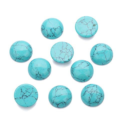 20 Stück blaue synthetische Türkis-Steine Cabochons Stein Schmuck rund flache Rückseite Design ohne Loch Perlen halbrunde Charms für Schmuckherstellung (Durchmesser = 12 mm) von Suoirblss