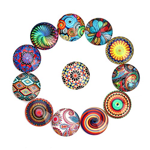 20 Stück gemischte Farben Muster Glas Patch Stein Cabochons Stein Schmuck Runde flache Rückseite Design ohne Loch Perlen halbrunde Charms für Schmuckherstellung (Durchmesser = 12 mm) von Suoirblss
