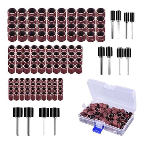 Suoumwa 132-Teiliger Schleifwalzensatz, 120-Teilige Schleifhülsen für Aluminiumoxid-Trommelschleifer mit 120er-Körnung und 12-Teilige Trommeldorne Suoumwa 132-Teiliger Schleifwalzensatz, 120-Teilige Schleifhülsen für Aluminiumoxid-Trommelschleifer mit 120er-Körnung und 12-Teilige Trommeldorne von Suoumwa
