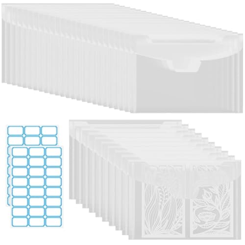 Suoumwa 35 Transparente Stempel- und Stanzumschläge, Stanzformen Zur Aufbewahrung Von Scrapbooking-Karten, Schablonenaufbewahrung von Suoumwa