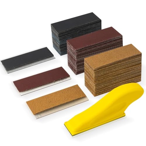 Suoumwa Detailschleifer-Set, Mini-Handschleifblock, Schleifpapier mit 60-400er Körnung für Holzarbeiten, DIY-Polierprojekte von Suoumwa