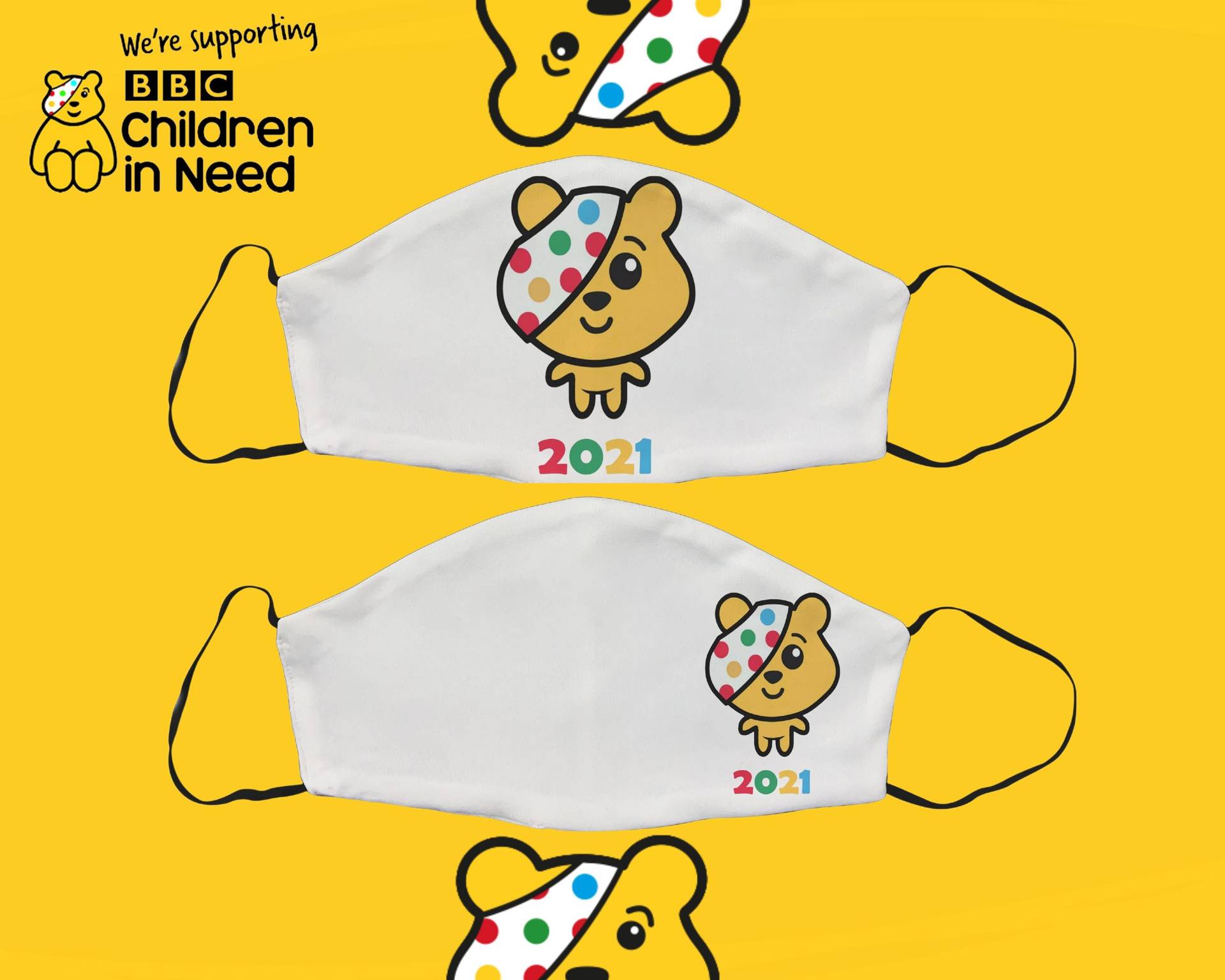 Pudsey 2021 Gesichtsmaske, Animierte Maske, Baumwolle, Lustige Charity Verstellbare Gesichtsbedeckung, Filtertasche, Geschenk Für Ihn Pudsey 2021 Gesichtsmaske, Animierte Maske, Baumwolle, Lustige Charity Verstellbare Gesichtsbedeckung, Filtertasche, Geschenk Für Ihn von SupaCustom