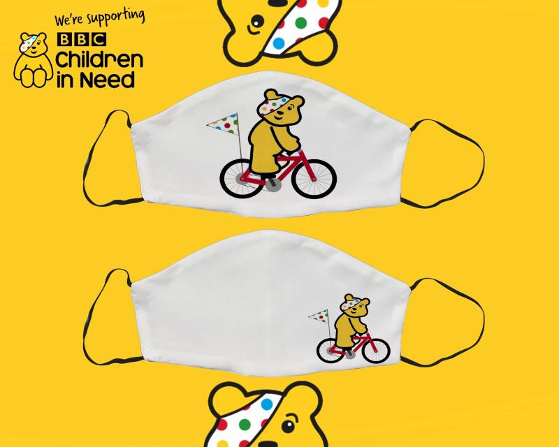 Pudsey Cycle Maske, Kinder in Not, Spotty Day Gesichtsmaske, Baumwolle, Charity, Verstellbare Gesichtsbedeckung Mit Filterfach, Erwachsene Geschenk von SupaCustom