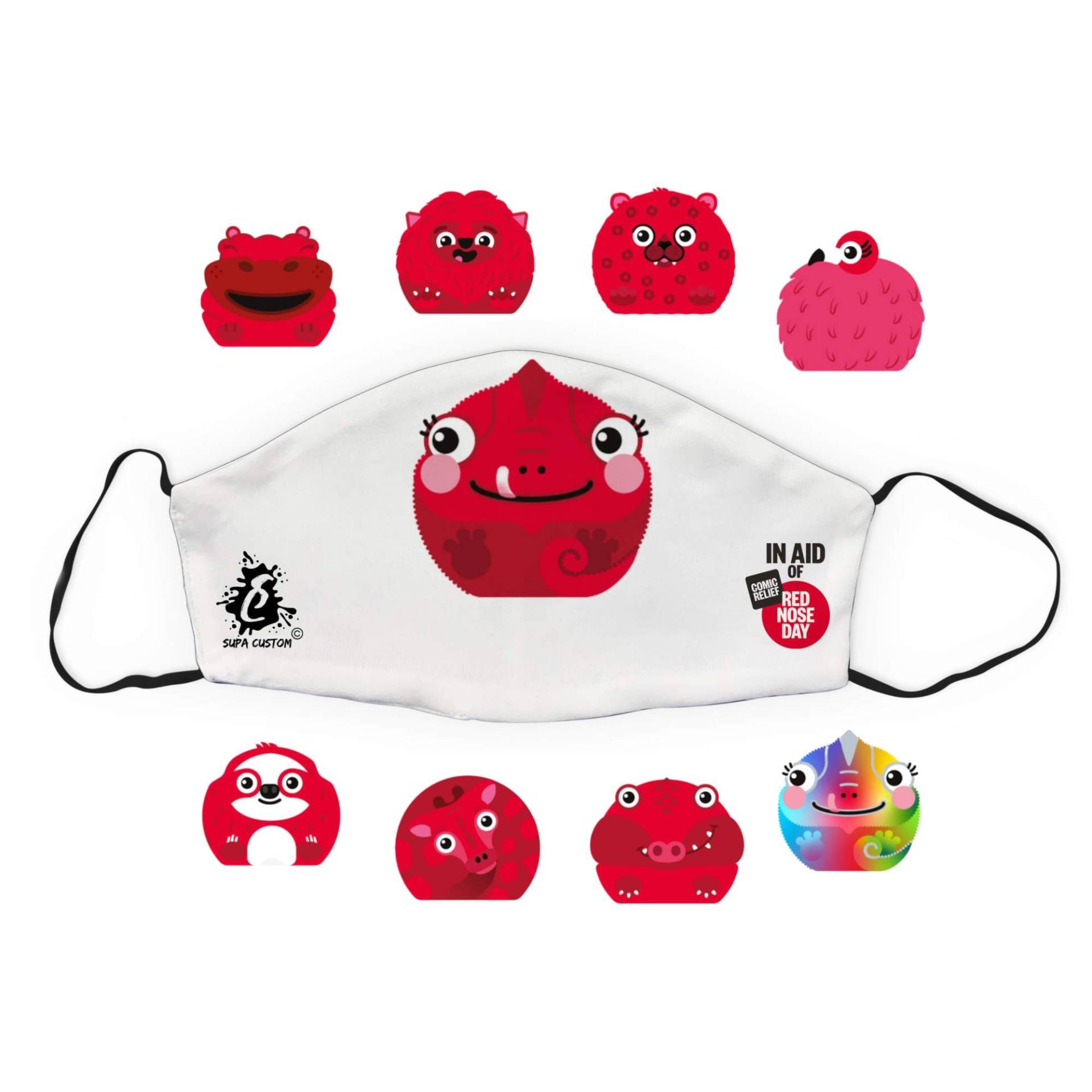 Rote Nasenmaske Mit Filtertasche - Comic Relief Charity Wiederverwendbar Gesichtsmaske Aus Baumwolle Verstellbare Ohrschlaufen Atmungsaktiv Waschbar von SupaCustom