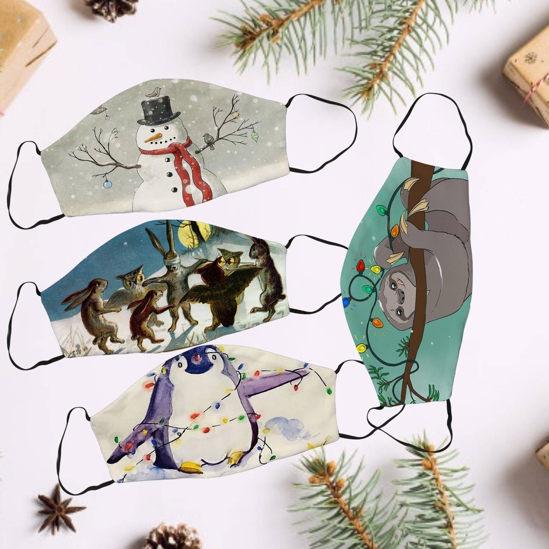 Weihnachts Maske, Weihnachtsmann Gesichtsmaske, Waschbare Verstellbare Wiederverwendbare Erwachsene Weihnachtsmaske, Lustige Maske von SupaCustom