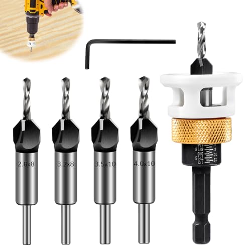 SUPAWAY 6 Tlg Kegelsenker-Bohrer-Set, Senker Holzbohrer, Senkbohrer mit 1/4" Hex Schaft, Bohrsenker mit Tiefenanschlag, Präzisions-Kegelsenker-Bohrer, Senker Bohrer Set für Holzbearbeitung (4 Größen) SUPAWAY 6 Tlg Kegelsenker-Bohrer-Set, Senker Holzbohrer, Senkbohrer mit 1/4" Hex Schaft, Bohrsenker mit Tiefenanschlag, Präzisions-Kegelsenker-Bohrer, Senker Bohrer Set für Holzbearbeitung (4 Größen) von Supaway
