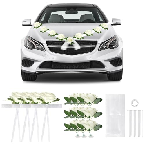 SUPAWAY Motorhaube Hochzeitsauto Dekoration Weiß Autoschmuck Hochzeit Blumen,Auto Hochzeitsschmuck Set für Meisten Automodelle mit 13 Rosen mit Saugnäpfen & 2x1,6m Tüll, 12 Kabelbinder und 1 Klebeband SUPAWAY Motorhaube Hochzeitsauto Dekoration Weiß Autoschmuck Hochzeit Blumen,Auto Hochzeitsschmuck Set für Meisten Automodelle mit 13 Rosen mit Saugnäpfen & 2x1,6m Tüll, 12 Kabelbinder und 1 Klebeband von Supaway