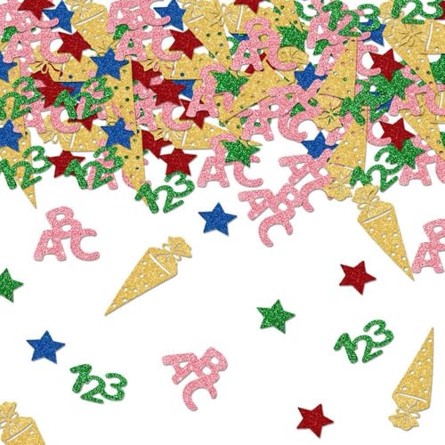 100 Stück Einschulung Deko Konfetti - Schulanfang Streudeko ABC 123 Tischdekoration für Schuleinführung Deko 100 Stück Einschulung Deko Konfetti - Schulanfang Streudeko ABC 123 Tischdekoration für Schuleinführung Deko von Supchamp