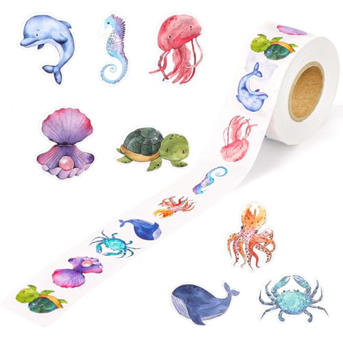Sticker Kinder - 500 Pcs Runde Tier Aufkleber Belohnungsaufkleber - Wassertiere Animal Sticker Rolle Tieraufkleber Tier Aufkleber Set Geburtstag für Kinder Mädchen Scrapbooking Fotoalbum Geschenke Sticker Kinder - 500 Pcs Runde Tier Aufkleber Belohnungsaufkleber - Wassertiere Animal Sticker Rolle Tieraufkleber Tier Aufkleber Set Geburtstag für Kinder Mädchen Scrapbooking Fotoalbum Geschenke von Supchamp