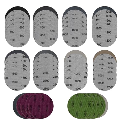 50 Stück Schleifscheiben, 75 mm, selbsthaftend, Körnung 600/800/1000/1200/1500/2000/2500/3000/4000/5000, Schleifpapier, wassertrocken, für Metall, Holz, Schleifen 50 Stück Schleifscheiben, 75 mm, selbsthaftend, Körnung 600/800/1000/1200/1500/2000/2500/3000/4000/5000, Schleifpapier, wassertrocken, für Metall, Holz, Schleifen von Supecesorio