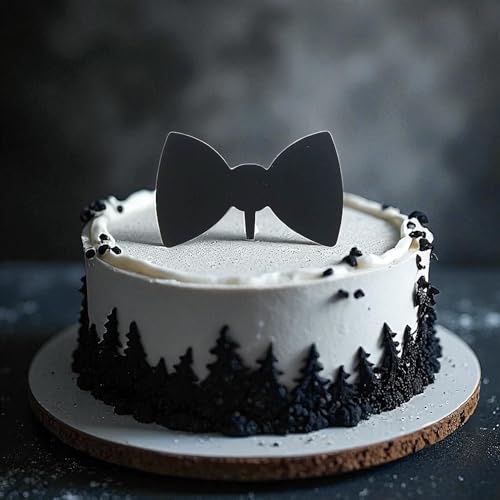Tortenaufsatz mit Fliege, elegante Party-Dekoration, Doppelschleife, 10 cm, Schwarz Tortenaufsatz mit Fliege, elegante Party-Dekoration, Doppelschleife, 10 cm, Schwarz von Super Cool Creations
