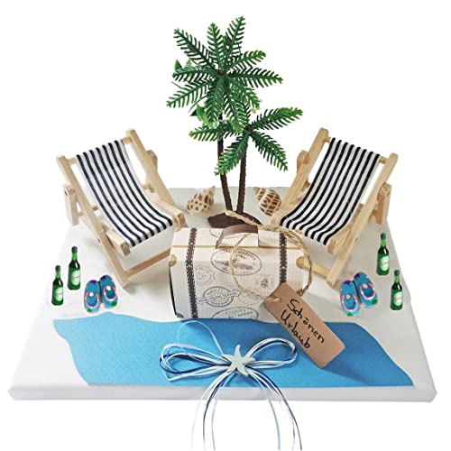 Super Idee Geld Gutschein Geschenk Urlaub Mann Männerurlaub Partyurlaub Bier Trinken Miniatur Strand Stuhl Bastelset Reisegutschein Geldgeschenk für Thema Hochzeiten Geburtstag Party Reisen Sommer von Super Idee