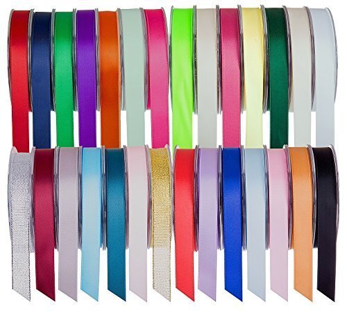 SR Super Ribbons®™ Doppelseitiges Satinband, 10 mm, 20 m auf Spule, Burgunderrot / Rosa von Super Ribbons