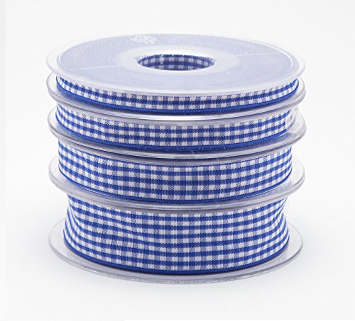 SUPER RIBBONS®™ Hochwertiges Gingham-Band, 10 mm, 20 m auf Rolle, Königsblau von Super Ribbons