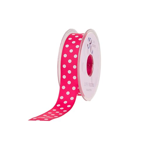 SUPER RIBBONS®™ Satinband, 38 mm, gepunktet, 20 m auf Rolle, Hot Pink von Super Ribbons