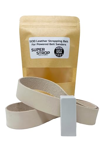 2,5 x 76,2 cm Leder Schleifriemen Super Streichriemen mit weißer Polierpaste passend für 1 x 30 Riemenschleifer von Super Strop