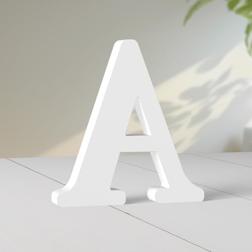 Super Ubelle 20,3 cm weiße Holzbuchstaben für Wanddekoration, dekorative stehende Buchstaben, weiße Blockbuchstaben für Wanddekoration für Bastelarbeiten, Heim-Party-Projekte (A) von Super Ubelle