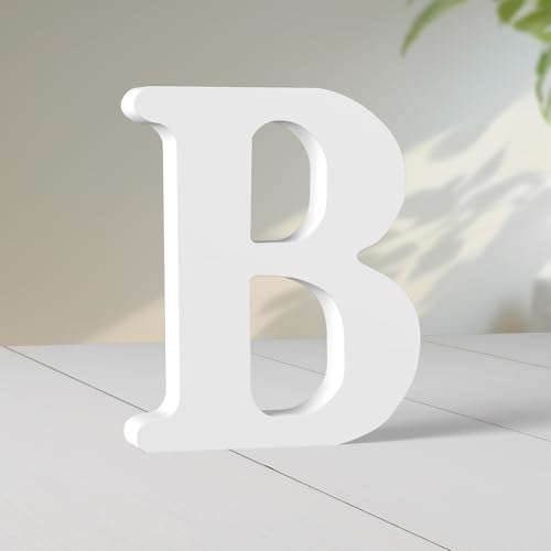 Super Ubelle 20,3 cm weiße Holzbuchstaben für Wanddekoration, dekorative stehende Buchstaben, weiße Blockbuchstaben für Wanddekoration für Bastelarbeiten, Heim-Party-Projekte (B) von Super Ubelle