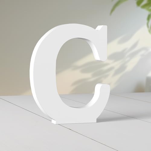Super Ubelle 20,3 cm weiße Holzbuchstaben für Wanddekoration, dekorative stehende Buchstaben, weiße Blockbuchstaben für Wanddekoration für Bastelarbeiten, Heim-Party-Projekte (C) von Super Ubelle