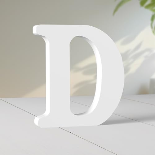 Super Ubelle 20,3 cm weiße Holzbuchstaben für Wanddekoration, dekorative stehende Buchstaben, weiße Blockbuchstaben für Wanddekoration für Bastelarbeiten, Heim-Party-Projekte (D) von Super Ubelle