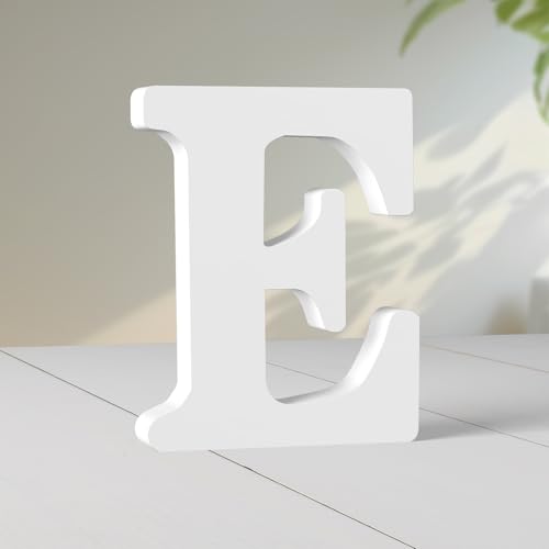 Super Ubelle 20,3 cm weiße Holzbuchstaben für Wanddekoration, dekorative stehende Buchstaben, weiße Blockbuchstaben für Wanddekoration für Bastelarbeiten, Heim-Party-Projekte (E) von Super Ubelle