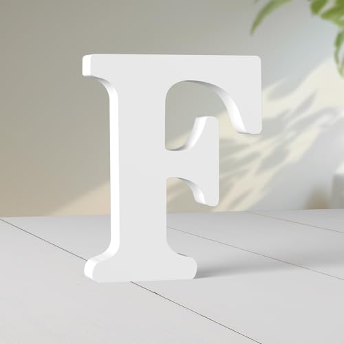 Super Ubelle 20,3 cm weiße Holzbuchstaben für Wanddekoration, dekorative stehende Buchstaben, weiße Blockbuchstaben für Wanddekoration für Bastelarbeiten, Heim-Party-Projekte (F) von Super Ubelle