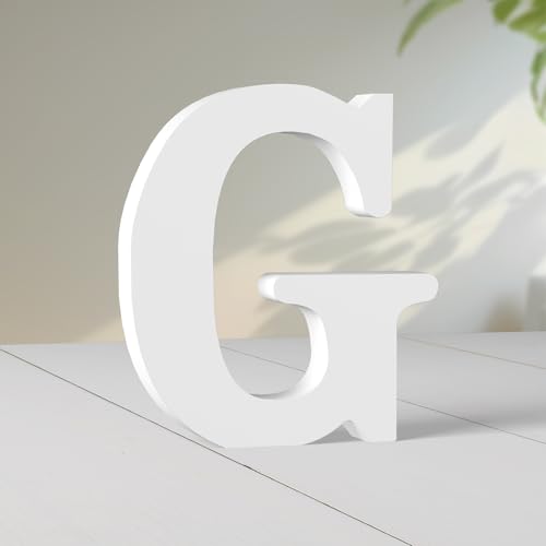Super Ubelle 20,3 cm weiße Holzbuchstaben für Wanddekoration, dekorative stehende Buchstaben, weiße Blockbuchstaben für Wanddekoration für Bastelarbeiten, Heim-Party-Projekte (G) von Super Ubelle
