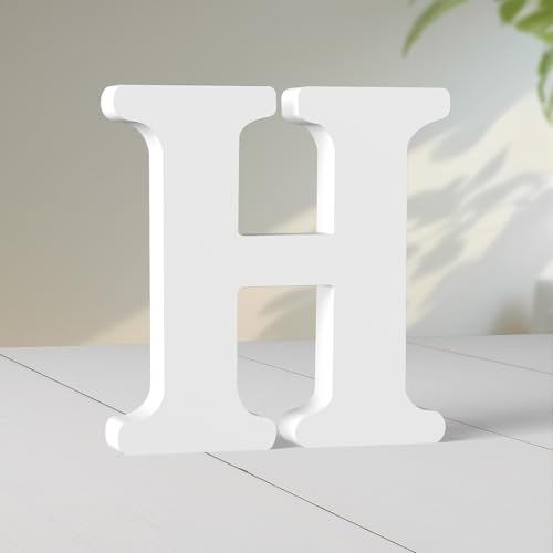Super Ubelle 20,3 cm weiße Holzbuchstaben für Wanddekoration, dekorative stehende Buchstaben, weiße Blockbuchstaben für Wanddekoration für Bastelarbeiten, Heim-Party-Projekte (H) von Super Ubelle
