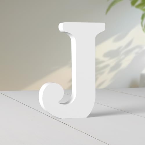 Super Ubelle 20,3 cm weiße Holzbuchstaben für Wanddekoration, dekorative stehende Buchstaben, weiße Blockbuchstaben für Wanddekoration für Bastelarbeiten, Heim-Party-Projekte (J) von Super Ubelle