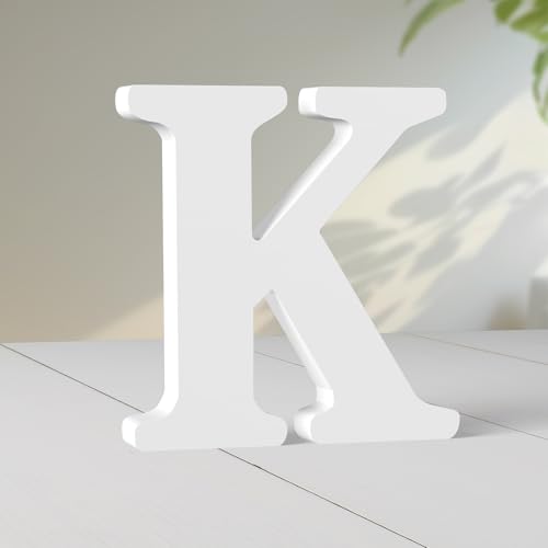 Super Ubelle 20,3 cm weiße Holzbuchstaben für Wanddekoration, dekorative stehende Buchstaben, weiße Blockbuchstaben für Wanddekoration für Bastelarbeiten, Heim-Party-Projekte (K) von Super Ubelle