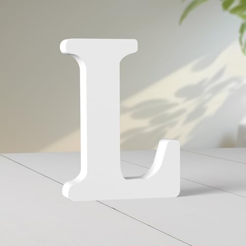 Super Ubelle 20,3 cm weiße Holzbuchstaben für Wanddekoration, dekorative stehende Buchstaben, weiße Blockbuchstaben für Wanddekoration für Bastelarbeiten, Heim-Party-Projekte (L) von Super Ubelle