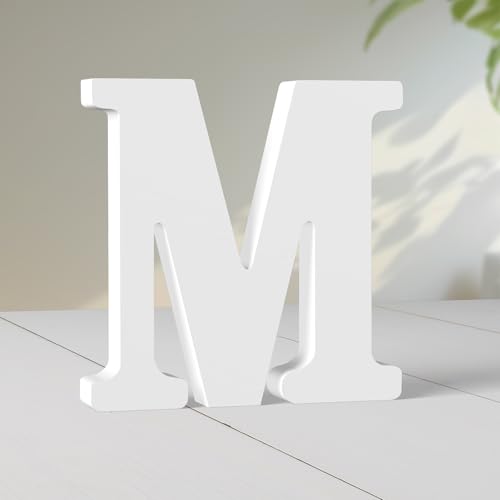 Super Ubelle 20,3 cm weiße Holzbuchstaben für Wanddekoration, dekorative stehende Buchstaben, weiße Blockbuchstaben für Wanddekoration für Bastelarbeiten, Heim-Party-Projekte (M) von Super Ubelle