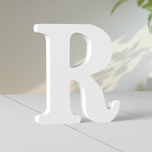 Super Ubelle 20,3 cm weiße Holzbuchstaben für Wanddekoration, dekorative stehende Buchstaben, weiße Blockbuchstaben für Wanddekoration für Bastelarbeiten, Heim-Party-Projekte (R) von Super Ubelle