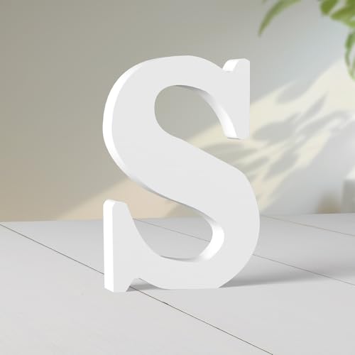 Super Ubelle 20,3 cm weiße Holzbuchstaben für Wanddekoration, dekorative stehende Buchstaben, weiße Blockbuchstaben für Wanddekoration für Bastelarbeiten, Heim-Party-Projekte (S) von Super Ubelle