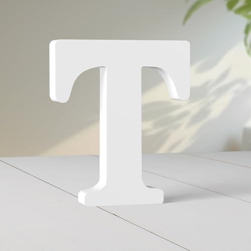 Super Ubelle 20,3 cm weiße Holzbuchstaben für Wanddekoration, dekorative stehende Buchstaben, weiße Blockbuchstaben für Wanddekoration für Bastelarbeiten, Heim-Party-Projekte (T) von Super Ubelle