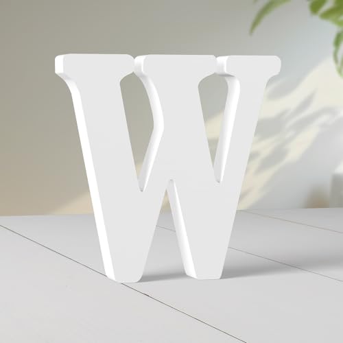 Super Ubelle 20,3 cm weiße Holzbuchstaben für Wanddekoration, dekorative stehende Buchstaben, weiße Blockbuchstaben für Wanddekoration für Bastelarbeiten, Heim-Party-Projekte (W) von Super Ubelle