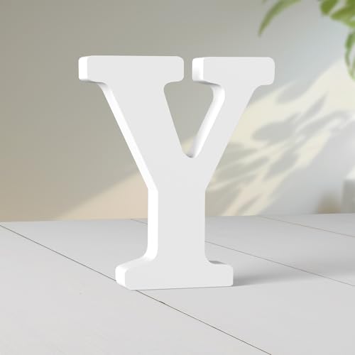 Super Ubelle 20,3 cm weiße Holzbuchstaben für Wanddekoration, dekorative stehende Buchstaben, weiße Blockbuchstaben für Wanddekoration für Bastelarbeiten, Heim-Party-Projekte (Y) von Super Ubelle