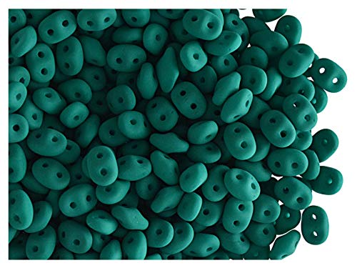 10gr Tschechische Glasperlen SuperDuo Zwei Löcher Größe: 2.5x5mm, Neon Matte Emerald von SuperDuo Beads