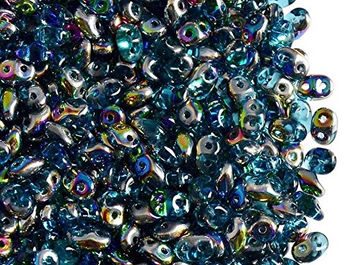 20gr Tschechische Glasperlen SuperDuo Zwei Löcher Größe: 2.5x5mm Aquamarine VITRAIL von SuperDuo Beads