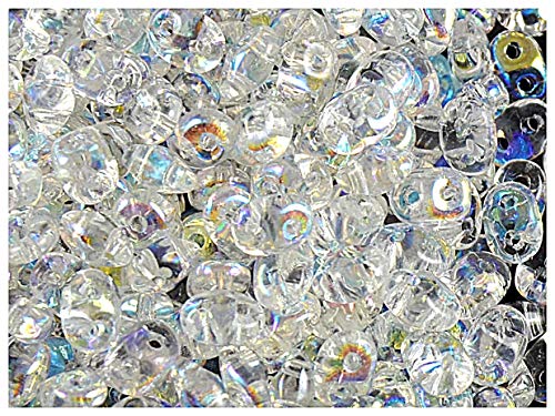 20gr Tschechische Glasperlen SuperDuo Zwei Löcher Größe: 2.5x5mm, Crystal AB von SuperDuo
