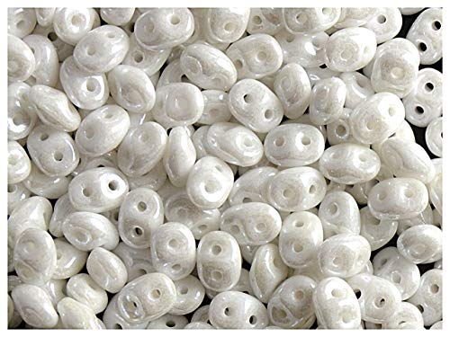 20gr Tschechische Glasperlen SuperDuo Zwei Löcher Größe: 2.5x5mm, White Chalk White Luster 20gr Tschechische Glasperlen SuperDuo Zwei Löcher Größe: 2.5x5mm, White Chalk White Luster von SuperDuo