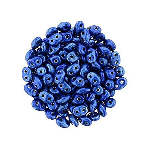 5 g Matubo SuperDuo 2-Loch glasperlen Bohmisch, Metalstust Krone blau 2,5x5 mm (metalust crown Blue) von SuperDuo