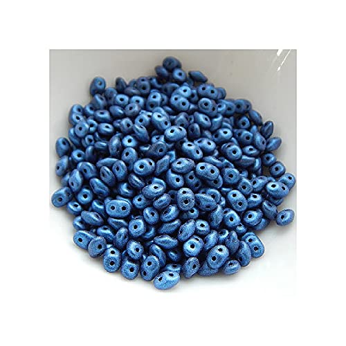 5 g Matubo SuperDuo 2-Loch glasperlen Bohmisch, metallisch blaues Wildleder 2,5x5 mm (metallic blue suede) von SuperDuo