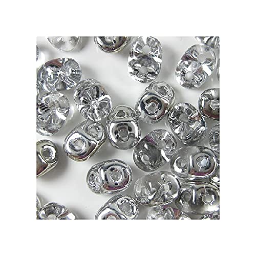 5g Matubo SuperDuo, Kristall, Silber Halbschicht, 2,5x5 mm (crystal, silver half coated) von SuperDuo
