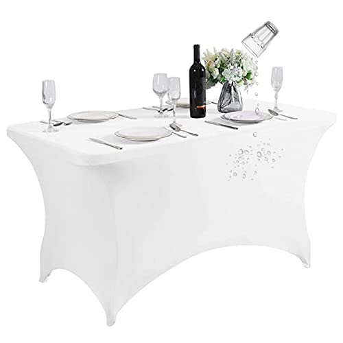 SuperO Wasserdichte Spandex-Tischdecke für 122 cm große Tische, universelle Passform, Stretch-Tischdecke für Party, Bankett, Hochzeit und Veranstaltungen, Weiß SuperO Wasserdichte Spandex-Tischdecke für 122 cm große Tische, universelle Passform, Stretch-Tischdecke für Party, Bankett, Hochzeit und Veranstaltungen, Weiß von SuperO