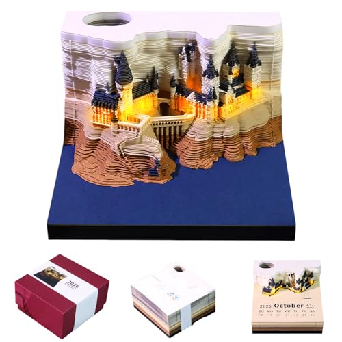 3D Tischkalender 2026 Schlossform Kalender 170 Blatt Abreißkalender Memo Pad Kreative DIY Papier Schnitzerei Skulptur Notizblock für Zuhause Schule Büro Desktop Dekoration Weihnachtsgeschenke von SuperRC