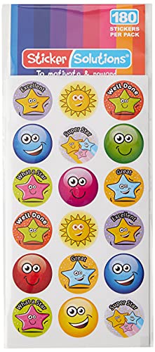 Sticker Solutions Belohnungsaufkleber, Hüpfende Sterne und Lächeln, 180 Stück von SuperStickers